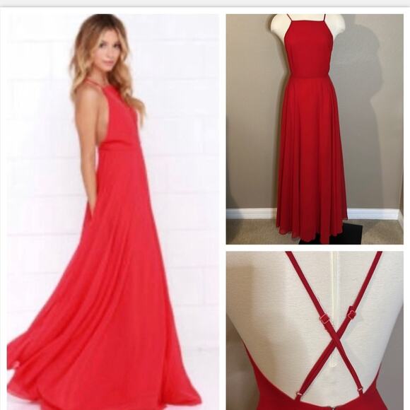 Red Lulu’s Mythical Kind Of Love Maxi Dress Gown Small - Picture 2 of 12